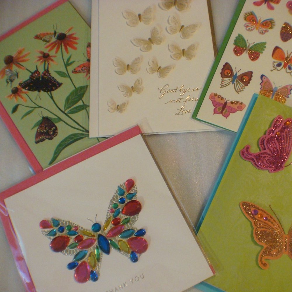 Assorted collection of five Hallmark butterfly cards